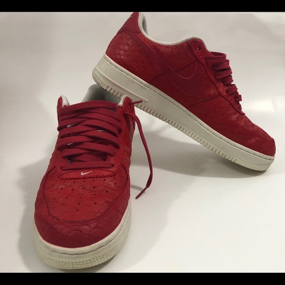 Nike Air Force 1 Red Snakeskin Scales Sz 10 - Picture 3 of 7